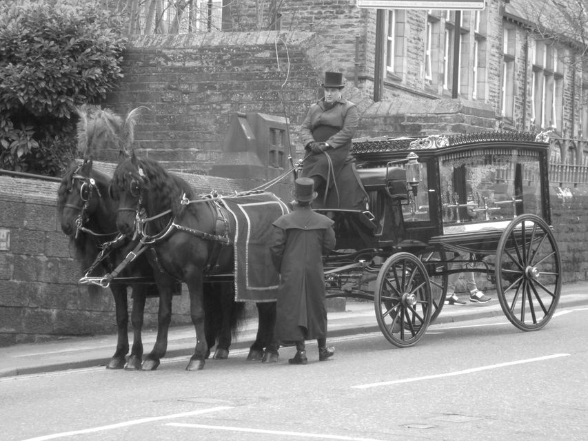 Modern motor hearses, to horse drawn and ....
