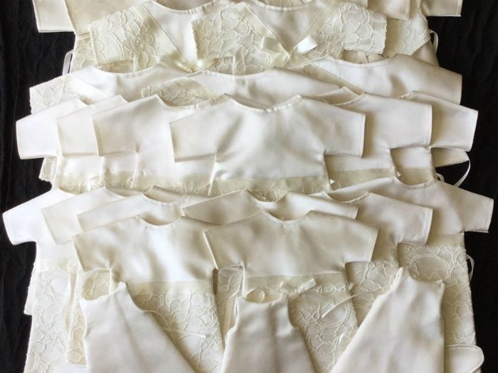 burial outfits for babies born too soon, made from wedding gowns