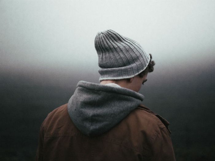Melancholy young person, grey day