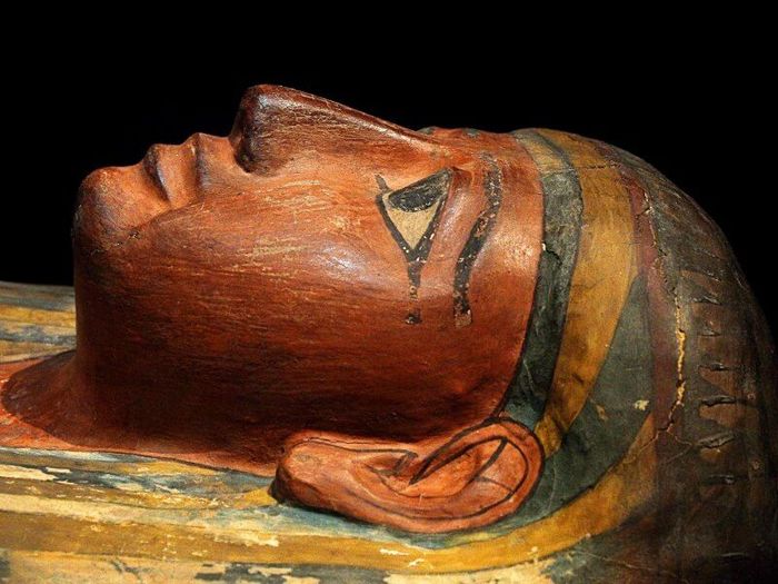 Detail of an ancient Egyptian coffin, an example of continuing bonds with those who have died