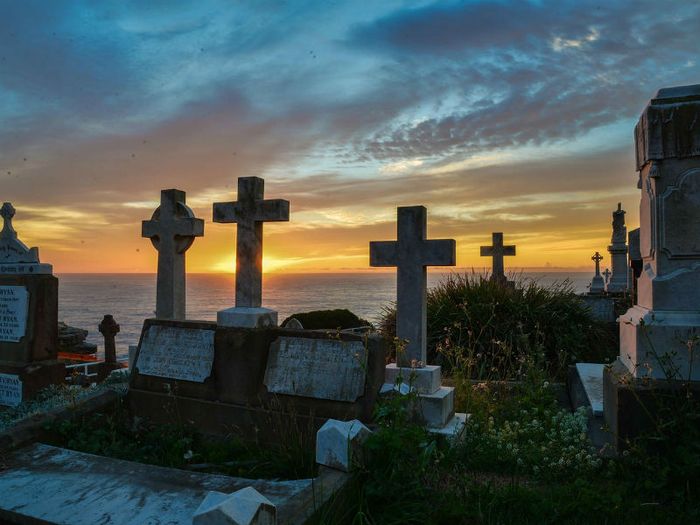 Graveyard at sunset