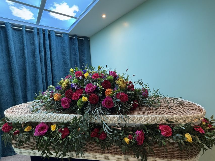 We offer beautiful caskets and flowers 