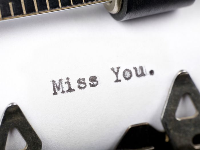'Miss you' typed on typewriter