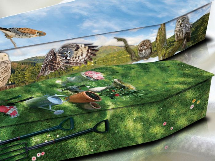 Colourful picture coffins made by coffin manufacturers JC Atkinson
